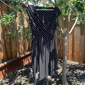 Black and White Polka Dot Ruched Dress